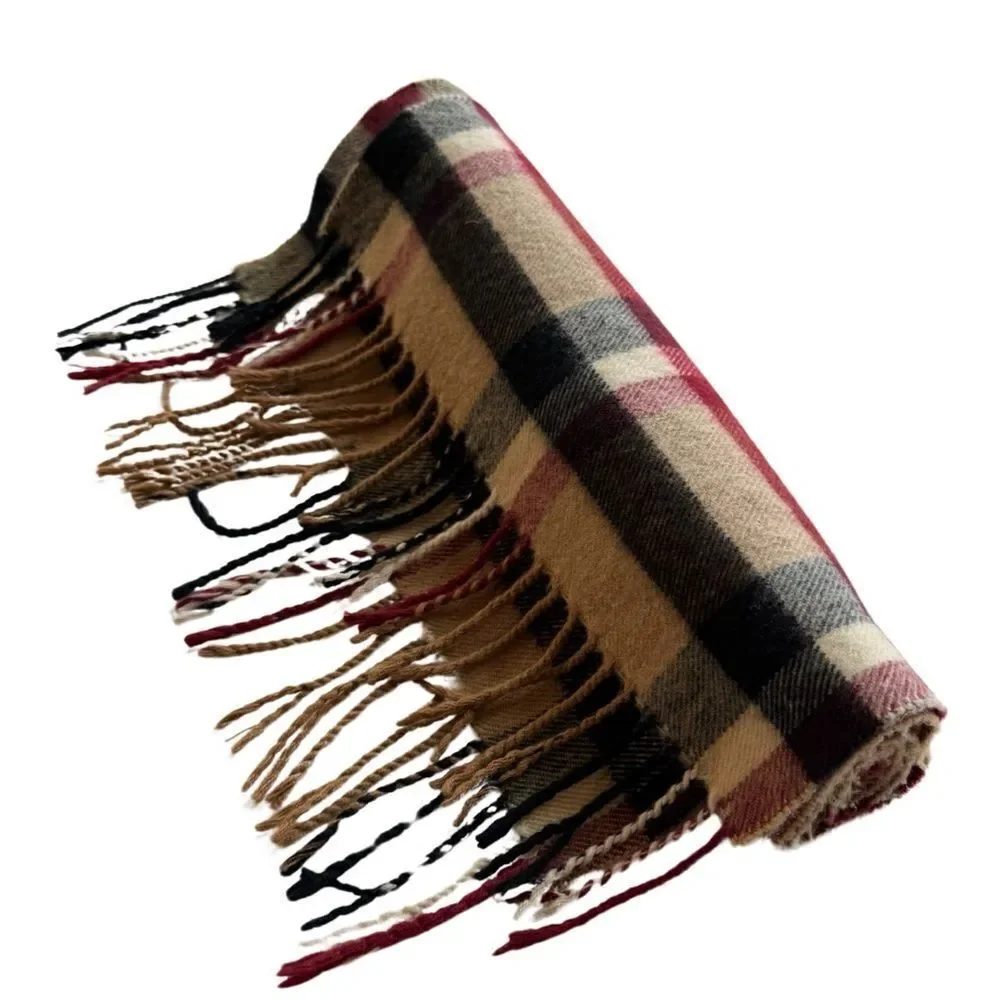 Bass Plaid Cashmere Feel Classic Soft Luxurious Winter Scarf Unisex (Camel)